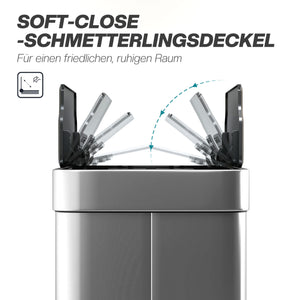 Sensor Mülleimer automatisch mit Schmetterlingsdeckel 55L Edelstahl