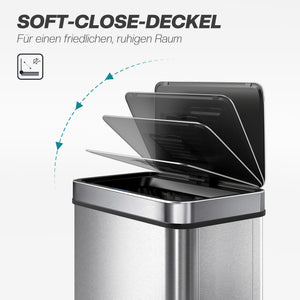 Sensor Mülleimer mit automatischem Deckel 60L Edelstahl silber