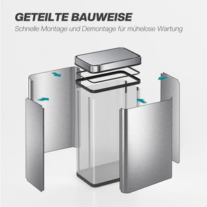 Sensor Mülleimer mit automatischem Deckel 60L Edelstahl silber