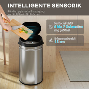 Sensor Mülleimer berührungslos Küche 30L Edelstahl