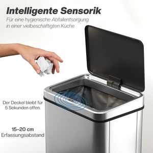 Sensor Mülleimer automatisch mit Soft-Close 40L Edelstahl