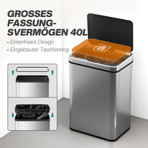 Sensor Mülleimer automatisch mit Soft-Close 40L Edelstahl