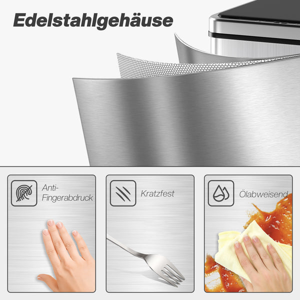 Sensor Mülleimer automatisch mit Soft-Close 40L Edelstahl
