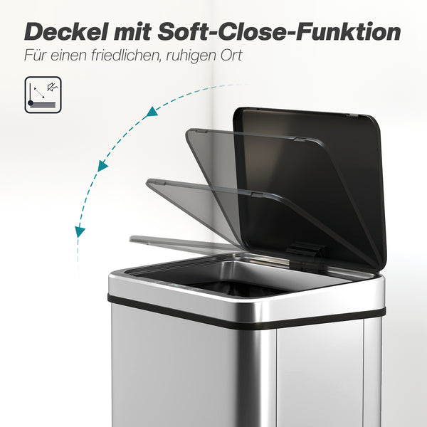 Sensor Mülleimer automatisch mit Soft-Close 40L Edelstahl