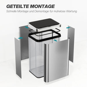 Sensor Mülleimer automatisch mit Soft-Close 40L Edelstahl