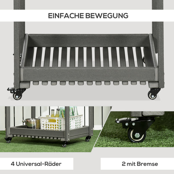 Servierwagen Barbecue Trolley mit Handtuchhalter Grau