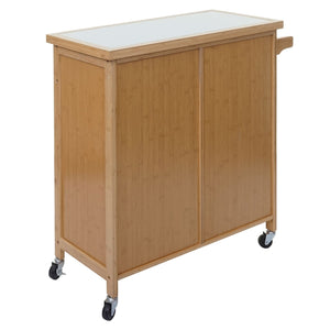 Servierwagen Küchenwagen Barwagen Schublade Arbeitsplatte 85x84x36cm Bambus braun