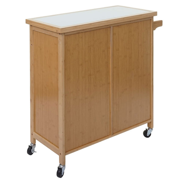 Servierwagen Küchenwagen Barwagen Schublade Arbeitsplatte 85x84x36cm Bambus braun
