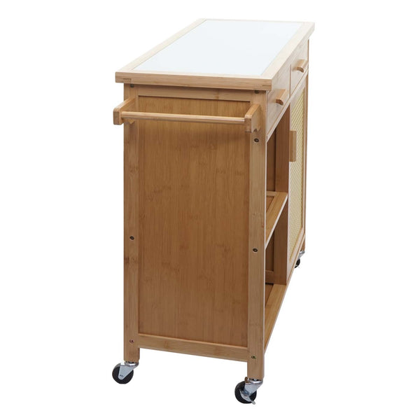 Servierwagen Küchenwagen Barwagen Schublade Arbeitsplatte 85x84x36cm Bambus braun