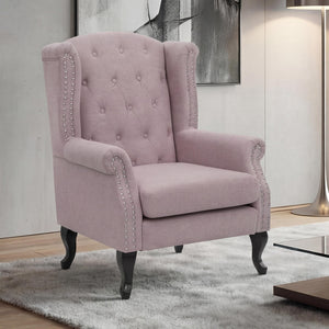 Sessel Chesterfield Relaxsessel Ohrensessel wasserabweisend hellrosa ohne Ottomane