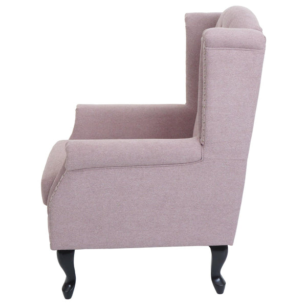 Sessel Chesterfield Relaxsessel Ohrensessel wasserabweisend hellrosa ohne Ottomane