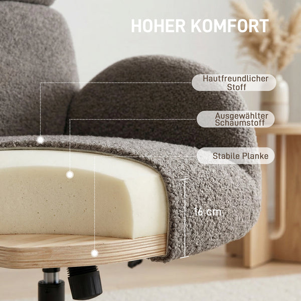 Sessel drehbar mit Fusshocker und Schaukelfunktion grau