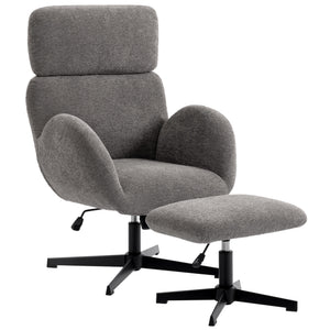 Sessel drehbar mit Fusshocker und Schaukelfunktion grau