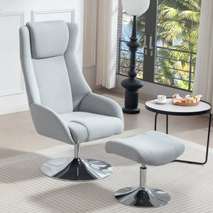 Sessel drehbar mit Hocker verstellbar für Wohnzimmer grau