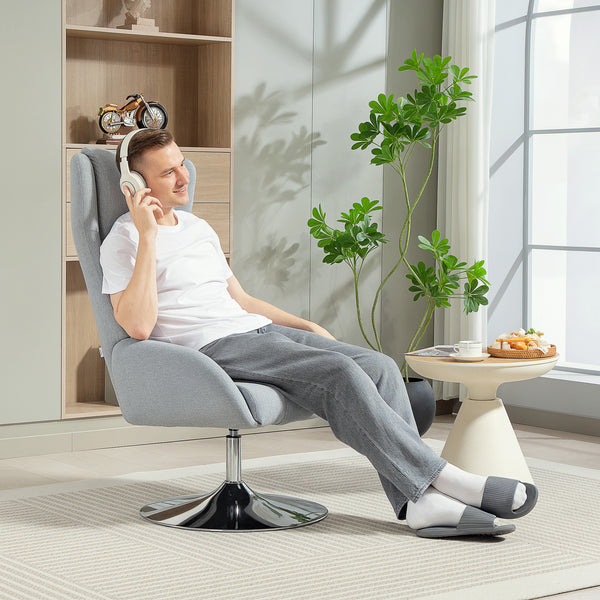 Sessel drehbar mit Hocker verstellbar für Wohnzimmer grau
