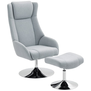 Sessel drehbar mit Hocker verstellbar für Wohnzimmer grau