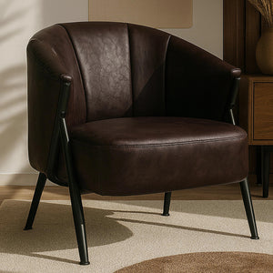 Sessel Lounge Chair Vintage Retro Industrial Metall Kunstleder dunkelbraun