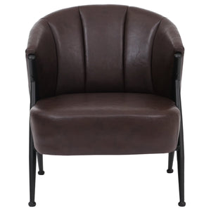 Sessel Lounge Chair Vintage Retro Industrial Metall Kunstleder dunkelbraun