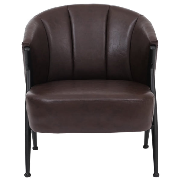 Sessel Lounge Chair Vintage Retro Industrial Metall Kunstleder dunkelbraun