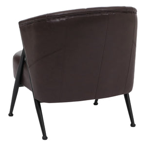 Sessel Lounge Chair Vintage Retro Industrial Metall Kunstleder dunkelbraun