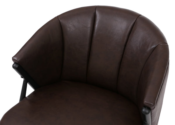 Sessel Lounge Chair Vintage Retro Industrial Metall Kunstleder dunkelbraun