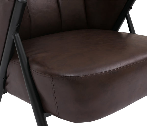 Sessel Lounge Chair Vintage Retro Industrial Metall Kunstleder dunkelbraun