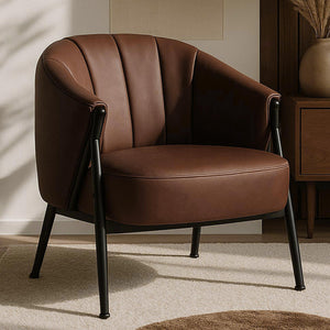Sessel Lounge Chair Vintage Retro Industrial Metall Kunstleder rostrot