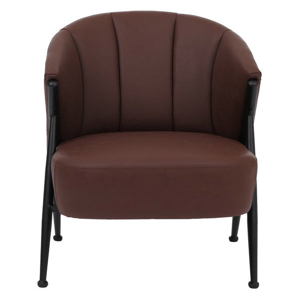 Sessel Lounge Chair Vintage Retro Industrial Metall Kunstleder rostrot