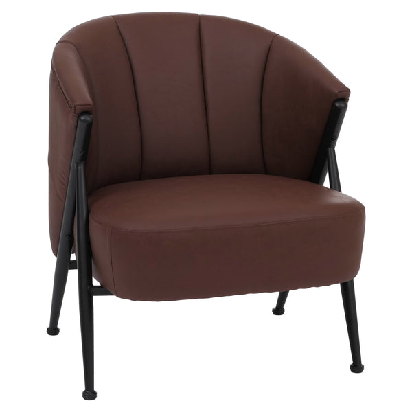 Sessel Lounge Chair Vintage Retro Industrial Metall Kunstleder rostrot