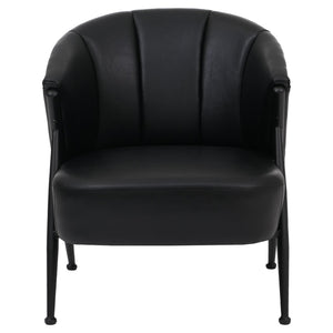 Sessel Lounge Chair Vintage Retro Industrial Metall Kunstleder schwarz