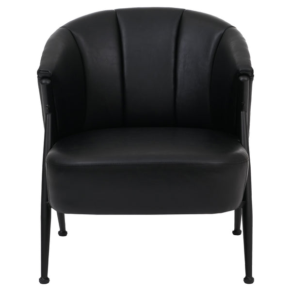 Sessel Lounge Chair Vintage Retro Industrial Metall Kunstleder schwarz