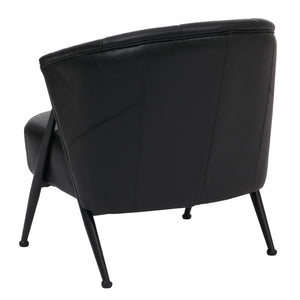Sessel Lounge Chair Vintage Retro Industrial Metall Kunstleder schwarz