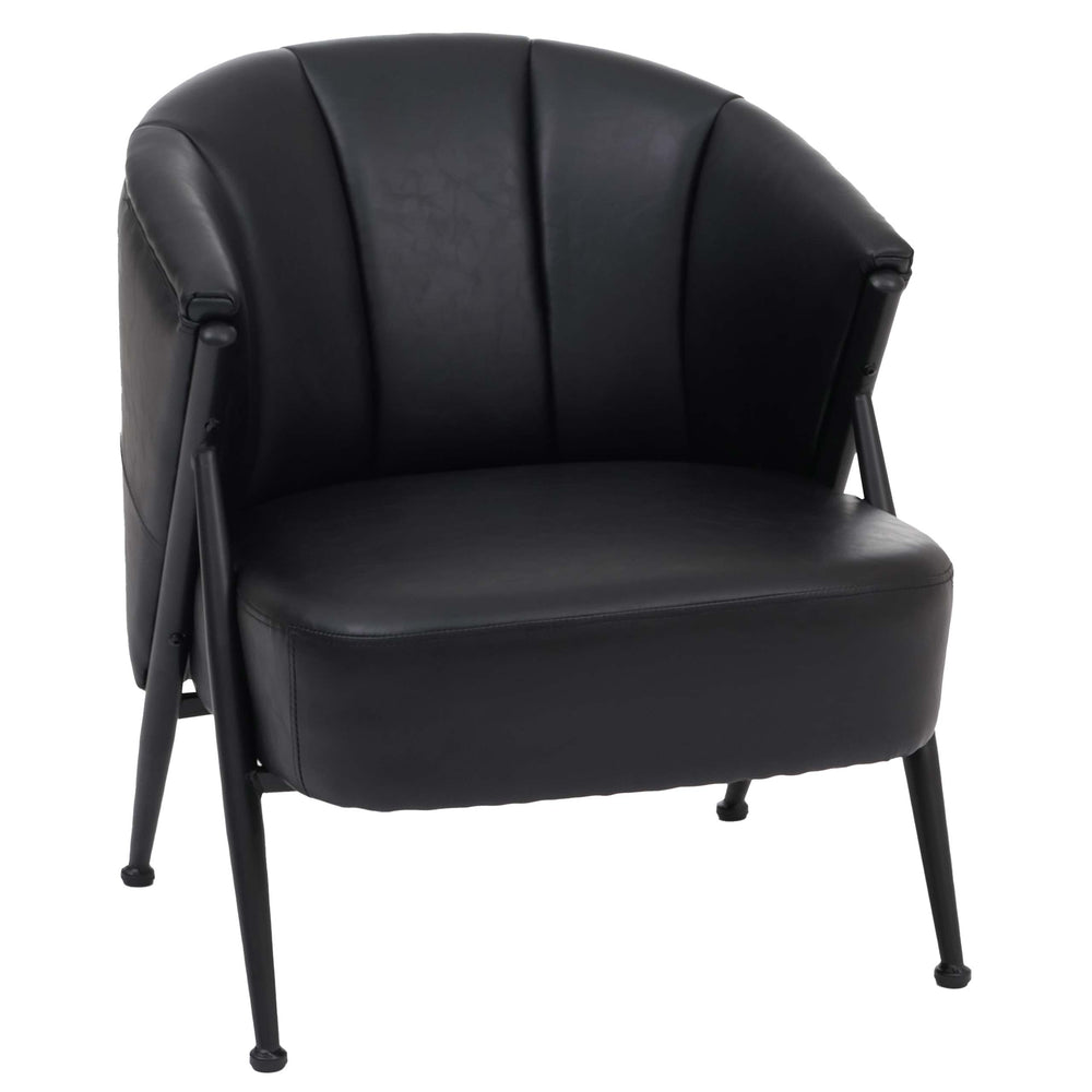 Sessel Lounge Chair Vintage Retro Industrial Metall Kunstleder schwarz