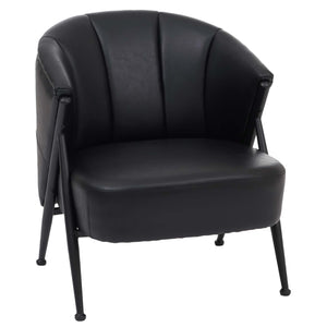 Sessel Lounge Chair Vintage Retro Industrial Metall Kunstleder schwarz