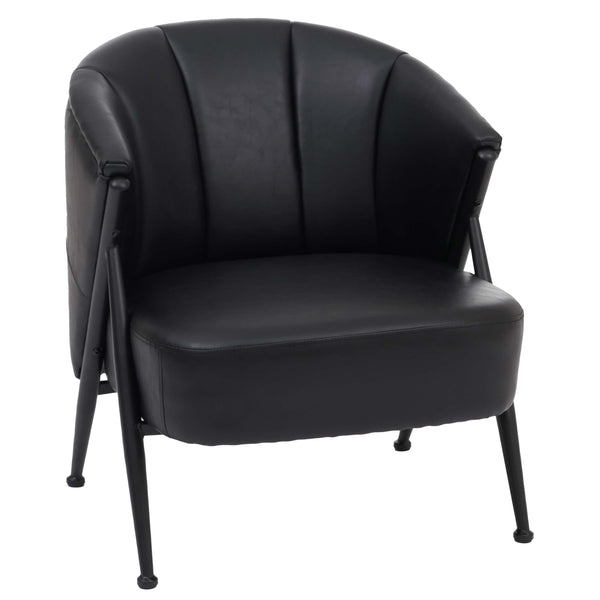 Sessel Lounge Chair Vintage Retro Industrial Metall Kunstleder schwarz