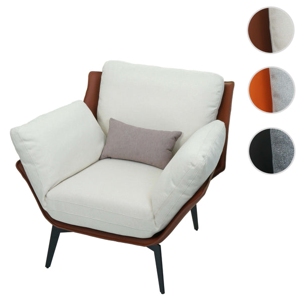 Sessel Lounge-Sessel Cocktailsessel Kunstleder Stoff Metall dunkelbraun