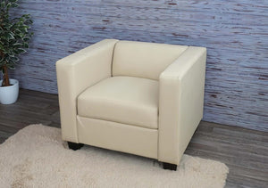 Sessel Loungesessel Kunstleder creme