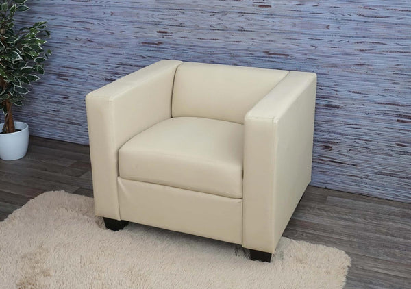 Sessel Loungesessel Kunstleder creme