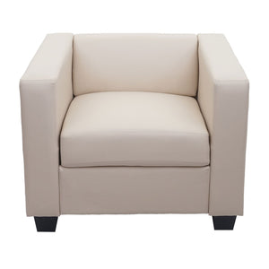 Sessel Loungesessel Kunstleder creme