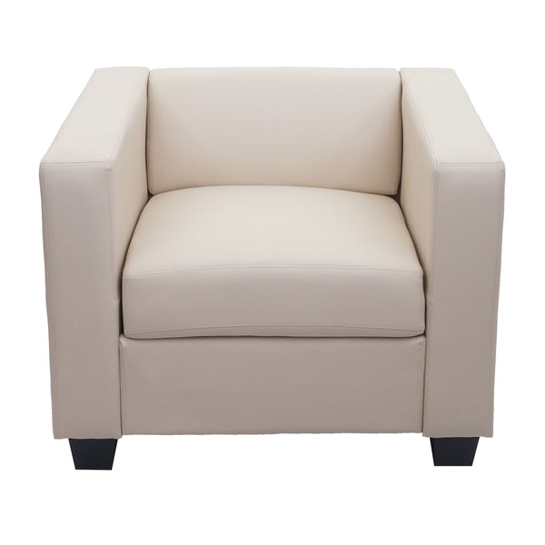 Sessel Loungesessel Kunstleder creme