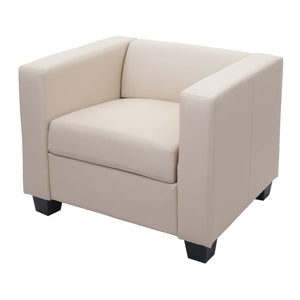 Sessel Loungesessel Kunstleder creme