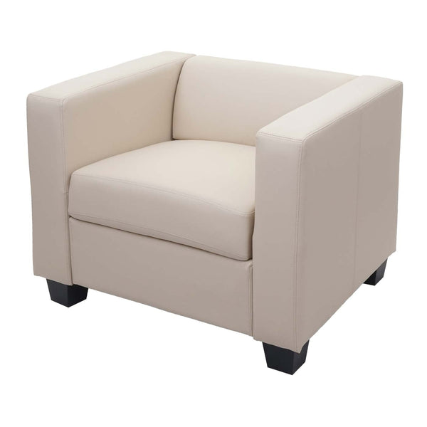 Sessel Loungesessel Kunstleder creme