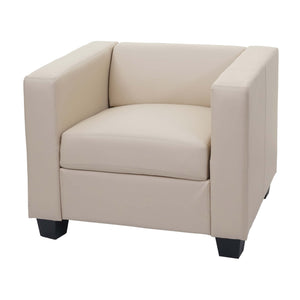 Sessel Loungesessel Kunstleder creme