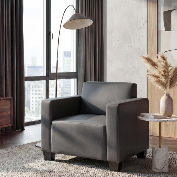 Sessel Loungesessel Kunstleder dunkelgrau