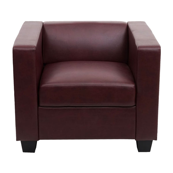 Sessel Loungesessel Kunstleder rot-braun