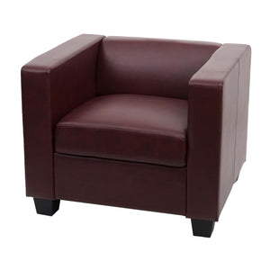 Sessel Loungesessel Kunstleder rot-braun