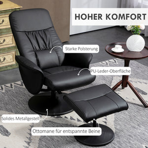 Sessel Set mit Fusshocker höhenverstellbar neigbar schwarz