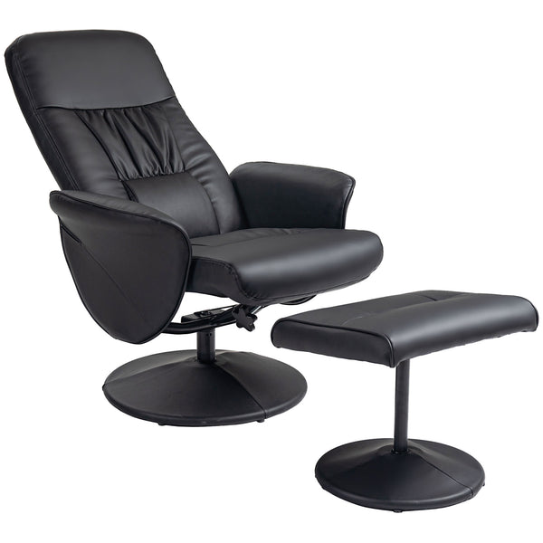 Sessel Set mit Fusshocker höhenverstellbar neigbar schwarz