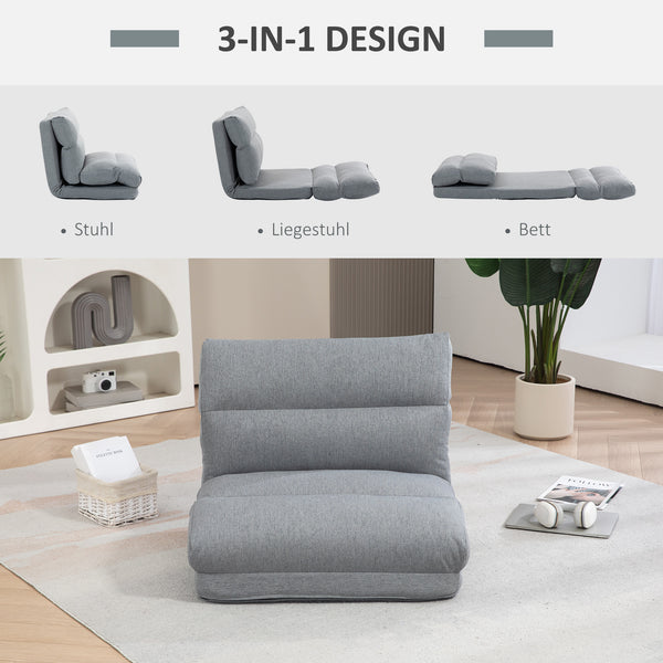Sessel Sitzsack Gästebett klappbar mit Bettfunktion 70x41x56cm Grau