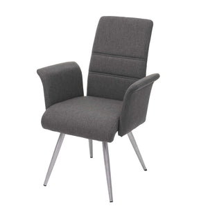 Set 2 Esszimmerstühle und Sitzbank mit Armlehne Edelstahl grau-braun Bank 180cm